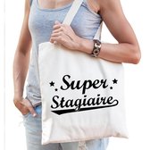 Cadeau tas naturel katoen met de tekst Super stagiaire - kadotasje / shopper voor stagiaire dames