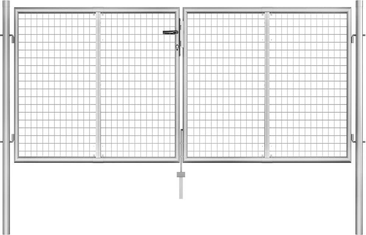 vidaXL - Tuinpoort - gegalvaniseerd - staal - 300x100 - cm - zilver