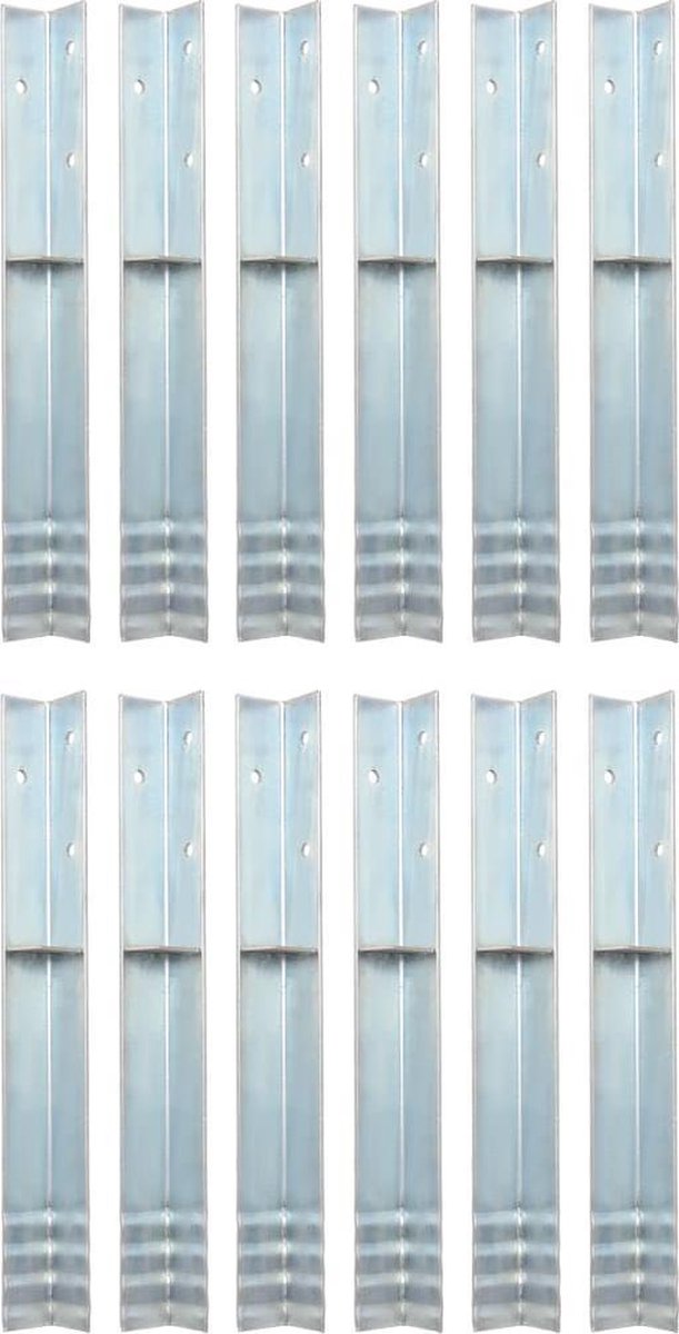 vidaXL - Grondanker - L-vormig - 5x5x50 - cm - gegalvaniseerd - staal - 12 - st