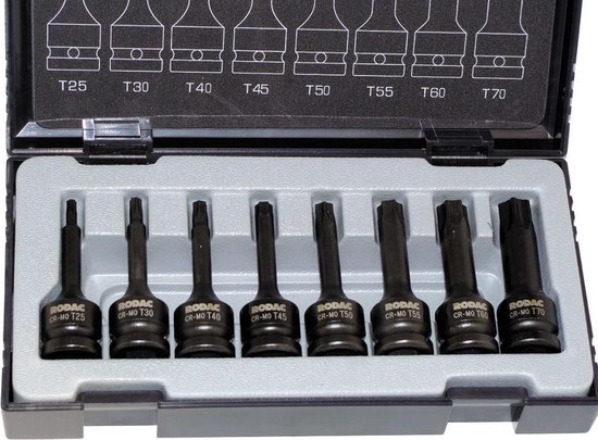 Jeu de douilles à chocs RODAC Torx 1/2 '' 8 pièces RA8688