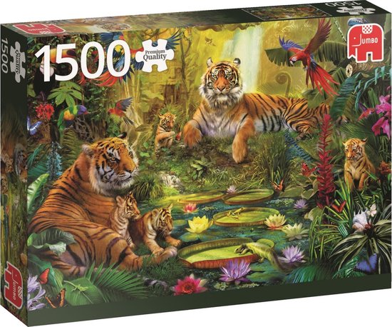 Jumbo Premium Collection Puzzel Tigers in the Jungle - Legpuzzel - 1500  stukjes | bol.com