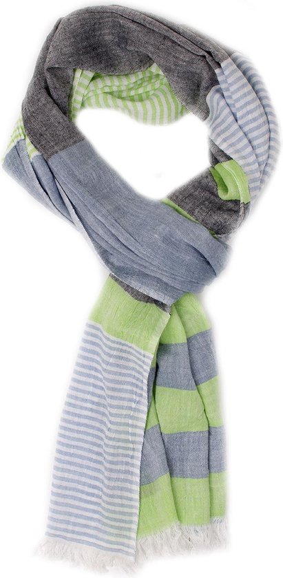 Dunne sjaal - Mooie sjaal - Gestreepte sjaal - Zomer sjaal - Katoen /  viscose sjaal | bol.com