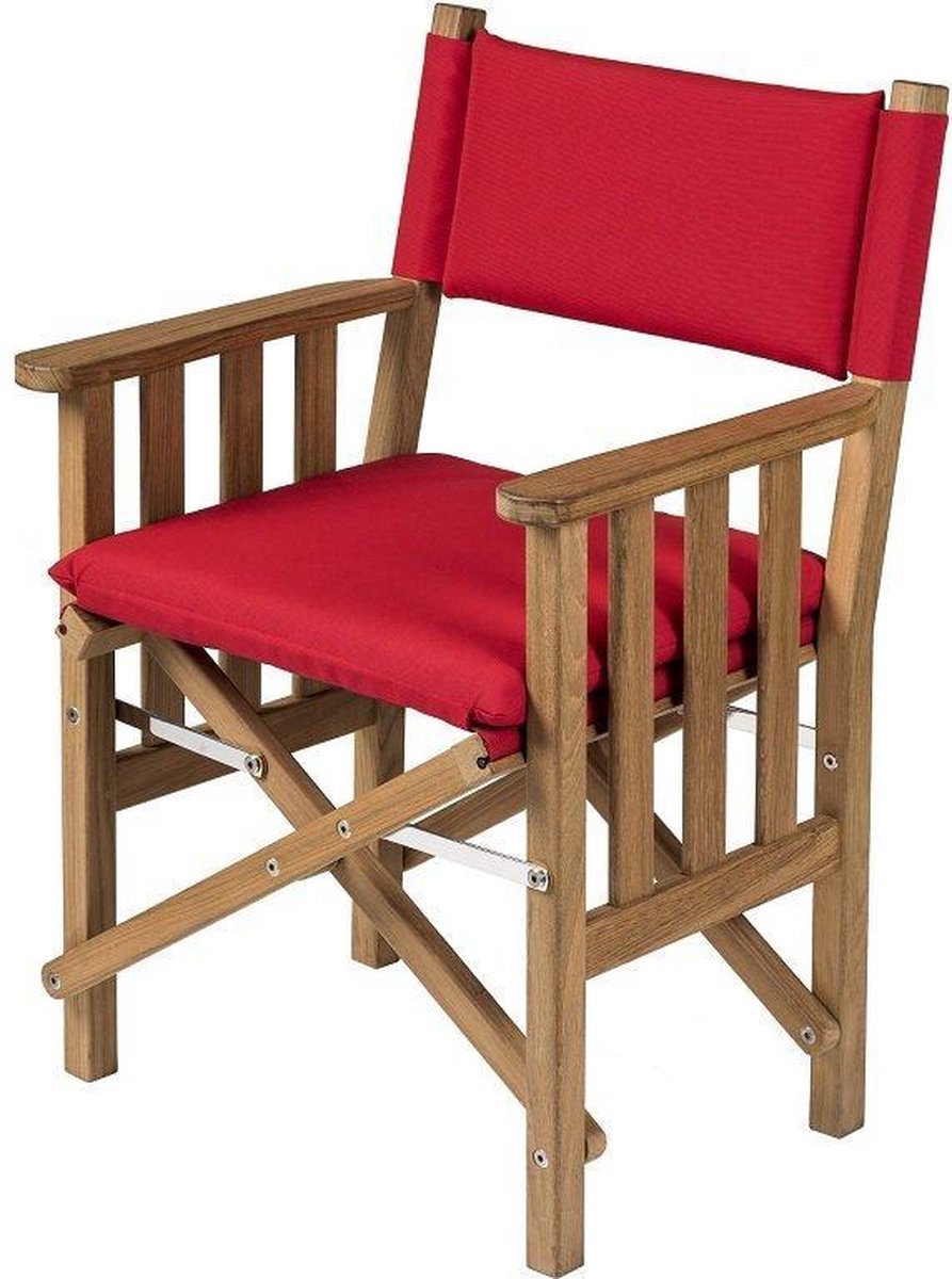 Regisseursstoel II Teak Premium met Forza Rode kussenset (Geolied)