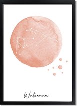 DesignClaud Sterrenbeeld poster Waterman - Roze Formaten: A3 + fotolijst wit