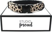Studio Proud - Halsband – cheetah print  - zwarte accenten – maat s- te combineren met bijpassende riem