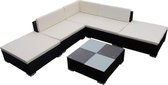 Tuin Loungeset Zwart (Incl LW Fleece deken) - Lounge bank tuin - Tuinbank - Loungebank - Tuinset - Tafelset tuin - Bistroset