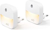 Eufy Lumi 2 Pack LED nachtlampje plug-in, warm wit LED-licht, nachtverlichting met geavanceerde sensoren, energiezuinig, compact, voor slaapkamer, badkamer, keuken, hal, trappen