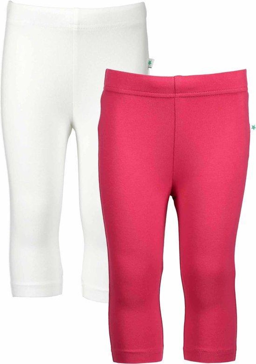 Blue Seven 2 PACK Bio Basic CAPRI  legging Wit en Donkerroze  - Maat 104