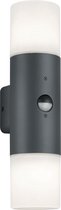 LED Tuinverlichting - Wandlamp - Trion Hosina - Bewegingssensor - E27 Fitting - 2-lichts - Mat Zwart - Aluminium - BES LED