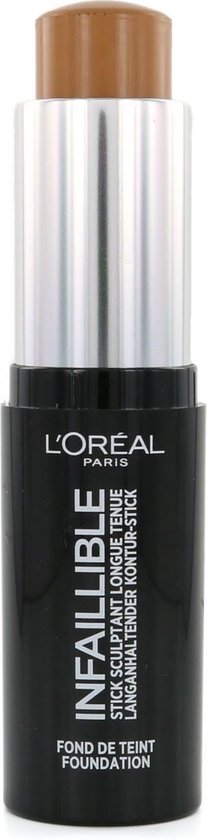 L'Oréal Infallible Longwear Shaping Foundation Stick – 250 Ebony, Matte Langzeitdeckkraft, 9 G