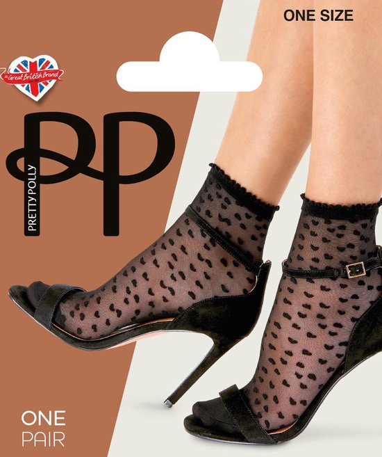 Pretty Polly Sokje - Fashion - Sheer Heart - Damessokje - Anklet - One Size - Zwart