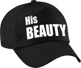 His Beauty pet / cap zwart met witte letters voor dames - verkleedpet / feestpet