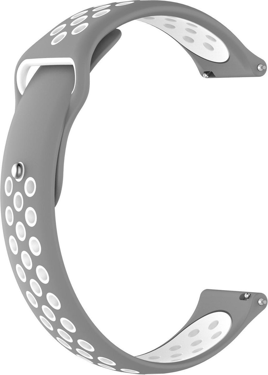 KELERINO. Siliconen horlogebandje - Universeel 20 mm - Grijs / Wit