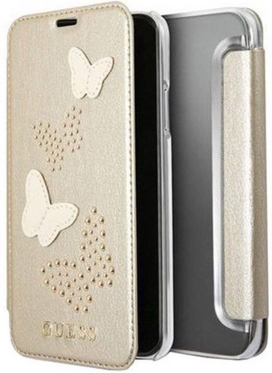 Guess Studs and Sparkle Book Case - Apple iPhone X / Xs (5.8") - Goud