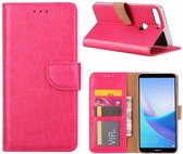 Hoesje met opbergvakjes voor Huawei Y7 Prime (2018) portemonnee hoesje Pink