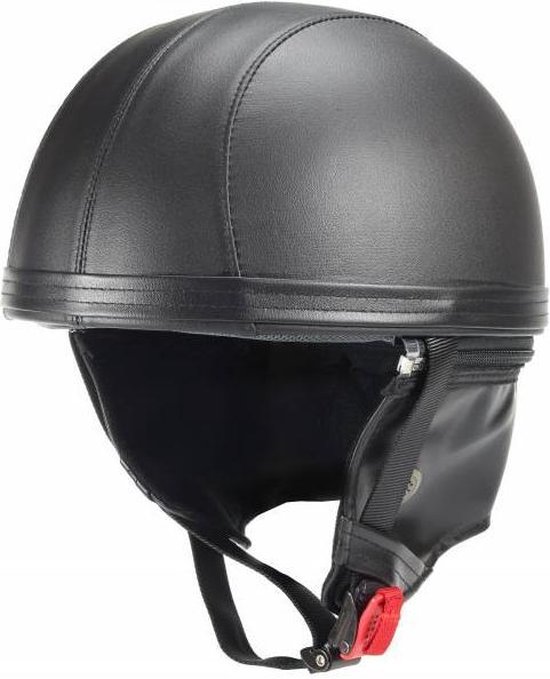 Vintage mat zwart leren pothelm | bol.com