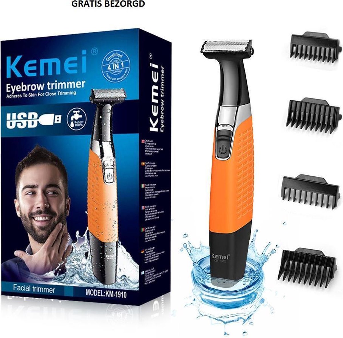 Kemei KM1910 / eyebrow trimmer and facial trimmer / wet and