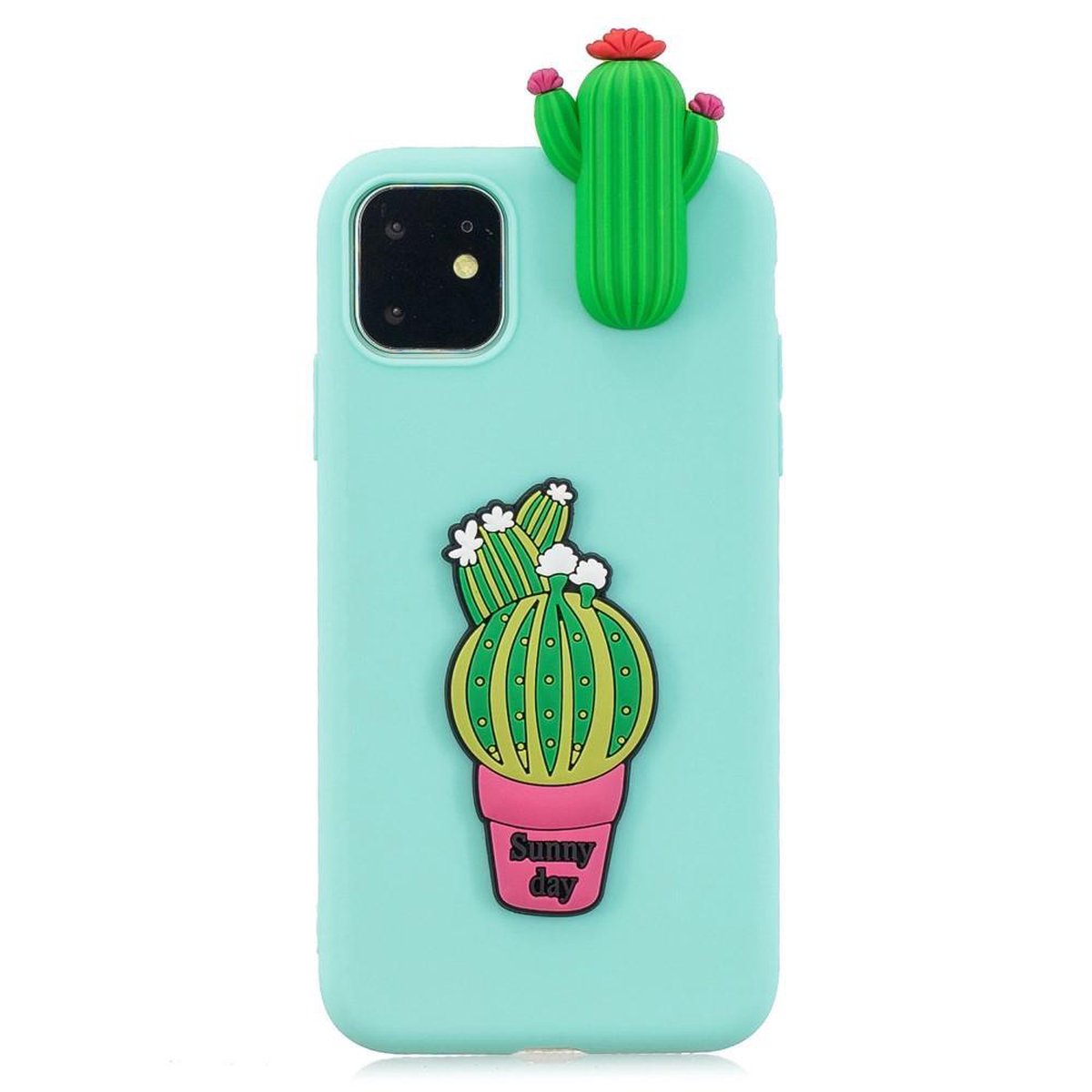 Speelse softcase met 3D cactussen voor iPhone 11 6.1 inch - Groen