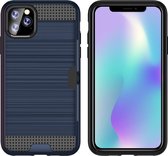 Hardcase in geborsteld aluminium voor IPhone 11 Pro Max - donkerblauw