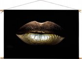 Lips Gold |Kuster Style | 120 x 80 CM | Wanddecoratie | Schilderij | Textielposter | Textieldoek