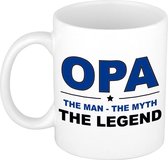 Opa the man the myth the legend cadeau mok / beker wit - 300 ml - verjaardag - kado koffiemok / theebeker