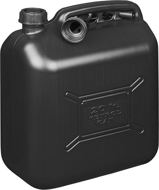 Mijnenveld constante alledaags Set van 2x Zwarte jerrycan/watertank met schenktuit 20 liter - Voor water  en benzine -... | bol.com