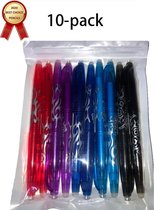 10x Uitgumbare Pen – Balpen – Uitwisbare Pen - School Pennen - 0,5 mm Fine – Erasable Pen – Verschillende Kleuren