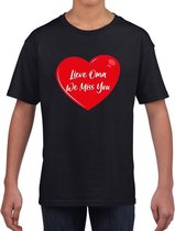 Lieve oma we miss you t-shirt zwart met rood hartje voor kinderen - jongens en meisjes - t-shirt / shirtje 122/128