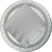 48x Kartonnen bordjes zilver 23 cm - Wegwerpborden van karton - Feestbordjes - Feestartikelen tafeldecoratie