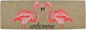 Flamingo thema deurmat/buitenmat kokos 25 x 75 cm – Deurmatten/buitenmatten/schoonloopmatten/borstelmatten