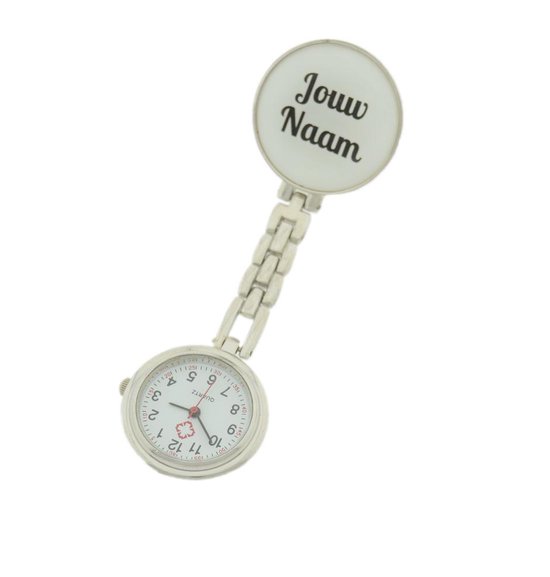 Treasure Trove® Gepersonaliseerd Verpleegstershorloge – Zusterhorloge met Naam – Horloge – Dames – Heren – Wit – 25mm