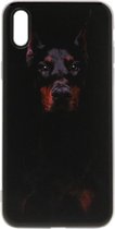 ADEL Siliconen Back Cover Softcase Hoesje voor iPhone XS Max - Dobermann Pinscher Hond