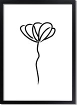 DesignClaud 'Bloem' zwart wit poster Line Art A2 poster (42x59,4cm)