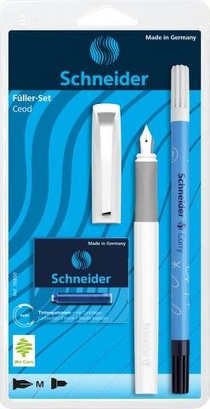 hart Beperkingen vergeven Schneider vulpen - Ceod Classic - wit - set vulpen - inktwisser -  inktpatronen - S-76850 | bol.com