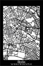 Citymap Berlijn Zwart hout - 60x90 cm - Stadskaart woondecoratie - Wanddecoratie - WoodWideCities