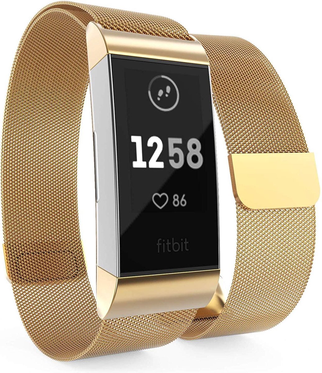 Milanees bandje - Fitbit Charge 3 of 4 Bandje - Goud