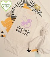 Rompercity - Design Romper Slaap Kindje Slaap - Roze / Biologisch Katoen / Geboorte Cadeau / Maat 62-68