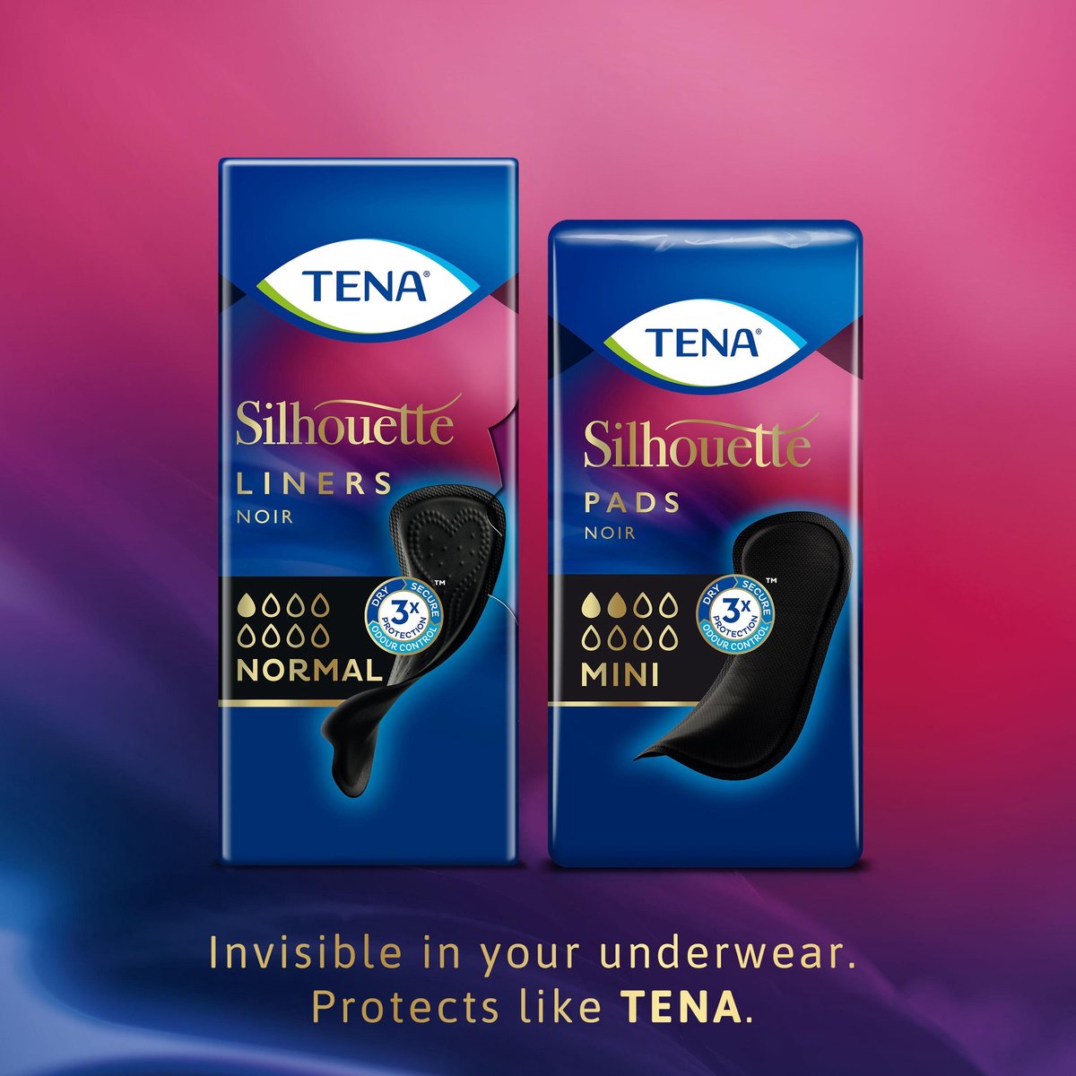TENA Silhouette Noir Verbanden - 3 x 18 stuks - voor urineverlies (incontinentie) - TENA