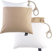 Marine Business Waterproof beige witte Kussens 40 x 40 cm - 2 stuks
