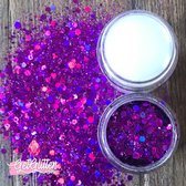 GetGlitterBaby® - Paarse Chunky Festival Glitters voor Lichaam en Gezicht / Face Body Jewels Glitter - Paars - en Glitter HuidLijm