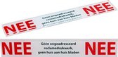 NEE NEE sticker brievenbus - Glashelder Acrylaat -150 mm x 25 mm x 3 mm.