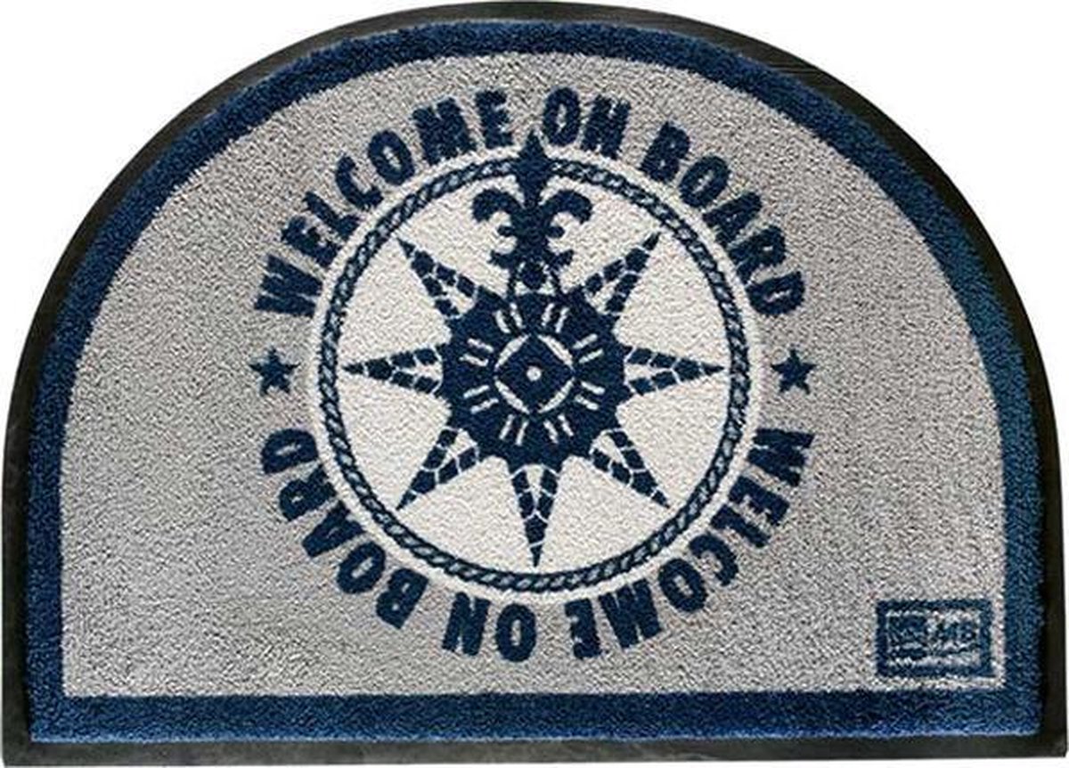 Marine Business – Antislip Deurmat - Welcome on Board Round – Blauw