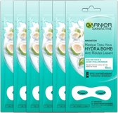 Garnier Skinactive Face Sheet Oogmasker - Kokosnoot en Hyaluronzuur - 5 stuks - Voordeelverpakking
