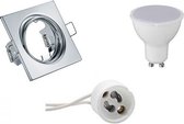 LED Spot Set - Trion - GU10 Fitting - Inbouw Vierkant - Glans Chroom - 4W - Helder/Koud Wit 6400K - Kantelbaar 80mm - BSE