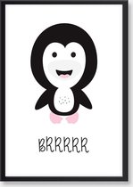 Seldona® Poster kinderkamer Pinguin - Zwart wit - Scandinavisch design - jongen / meisje - Babykamer posters - A3 formaat (30x40cm) Poster dieren