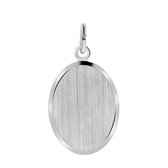 Lucardi Dames Zilveren hanger ovaal - Hanger - 925 Zilver - Zilverkleurig