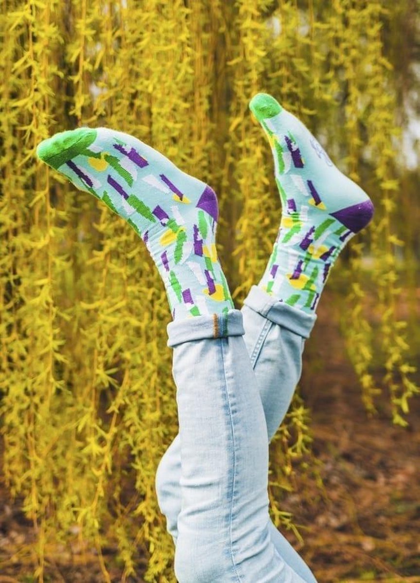 Lentebloesem sok Strepen | kleurrijk | Multi-color | Onesize fits all | Herensokken en damessokken | Leuke, grappig sokken | Funny socks that make you happy | Sock & Sock