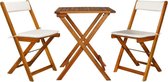 Bistroset Acacia Hout 3 delig (Incl LW Fleece deken) - Tuinset - Tuin set - Bistro set - Tuintafel met stoelen