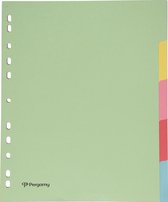 Onglets Pergamy ft A4 maxi, perforation 11 trous, carton, couleurs pastel assorties, 5 onglets