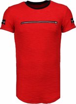 Exclusief Zipped Chest - T-Shirt - Rood